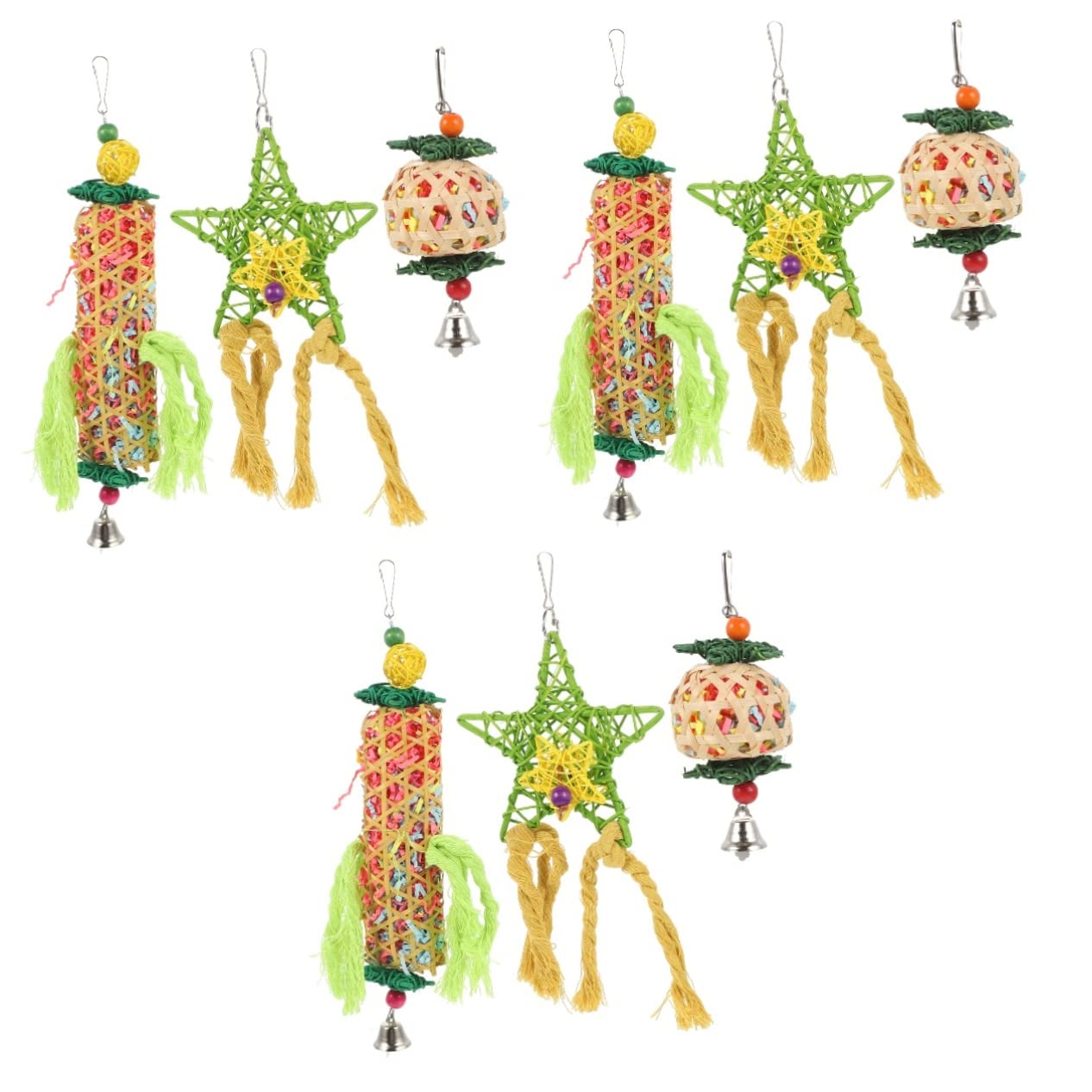 POPETPOP 9piezas Juguetes Colgantes para Aves De Juguetes Masticables para Periquitos Accesorios para Jaula De Aves para Desarrollo De Habilidades y Coordinación
