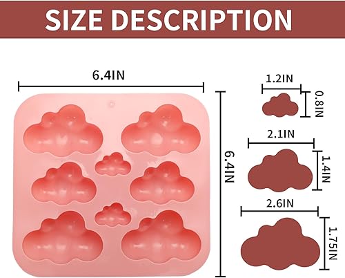 Miniatura 2 de Paquete de 3 moldes de silicona en forma de nube 3D, bandeja antiadherente para cubitos de hielo, molde de fondant para chocolate, dulces, jabón,