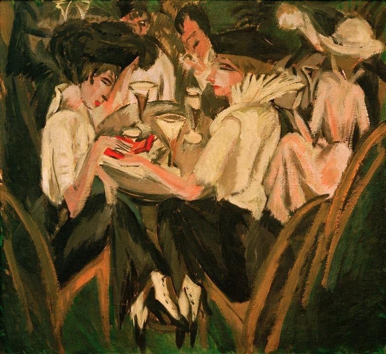 Toile Ernst Ludwig Kirchner Dans le jardin du café SERENDIPITP