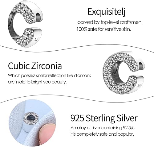 Miniatura 6 de Dijes con iniciales del alfabeto, letras completas de la A a la Z, plata de ley 925, circonitas cúbicas, colgantes para pulseras europeas Pandora,