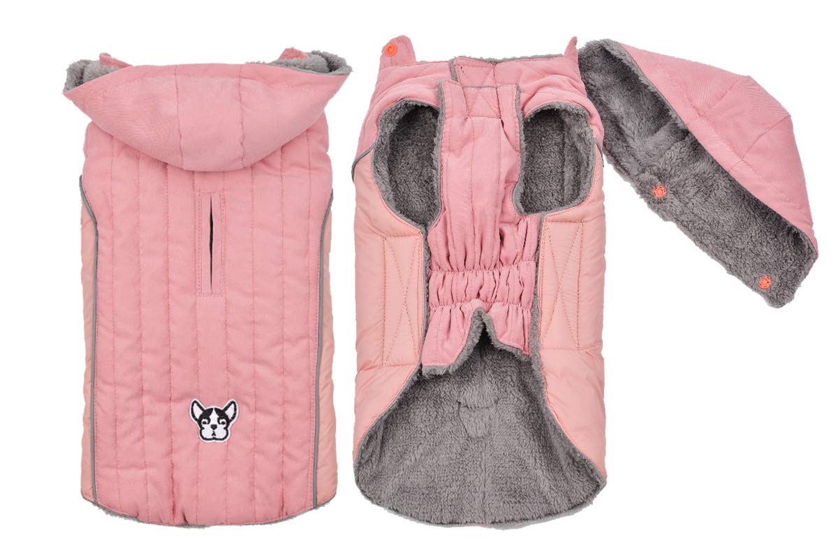 Rantow Waterproof Dog Coat with Removable Hood | Harness Hole | Reflective Small Medium Large Dogs Jacket Winter Warm Vest Fleece Lining Cozy Stormguard Puppy Outfit Pet Apparel