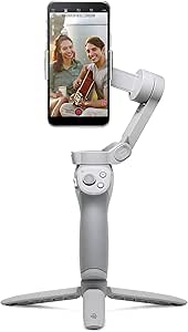 DJI OM 4 - Handheld 3-Axis Smartphone Gimbal Stabilizer with Grip, Tripod, Gimbal Stabilizer Ideal for Vlogging, YouTube, Live Video, Phone Stabilizer Compatible with iPhone and Android