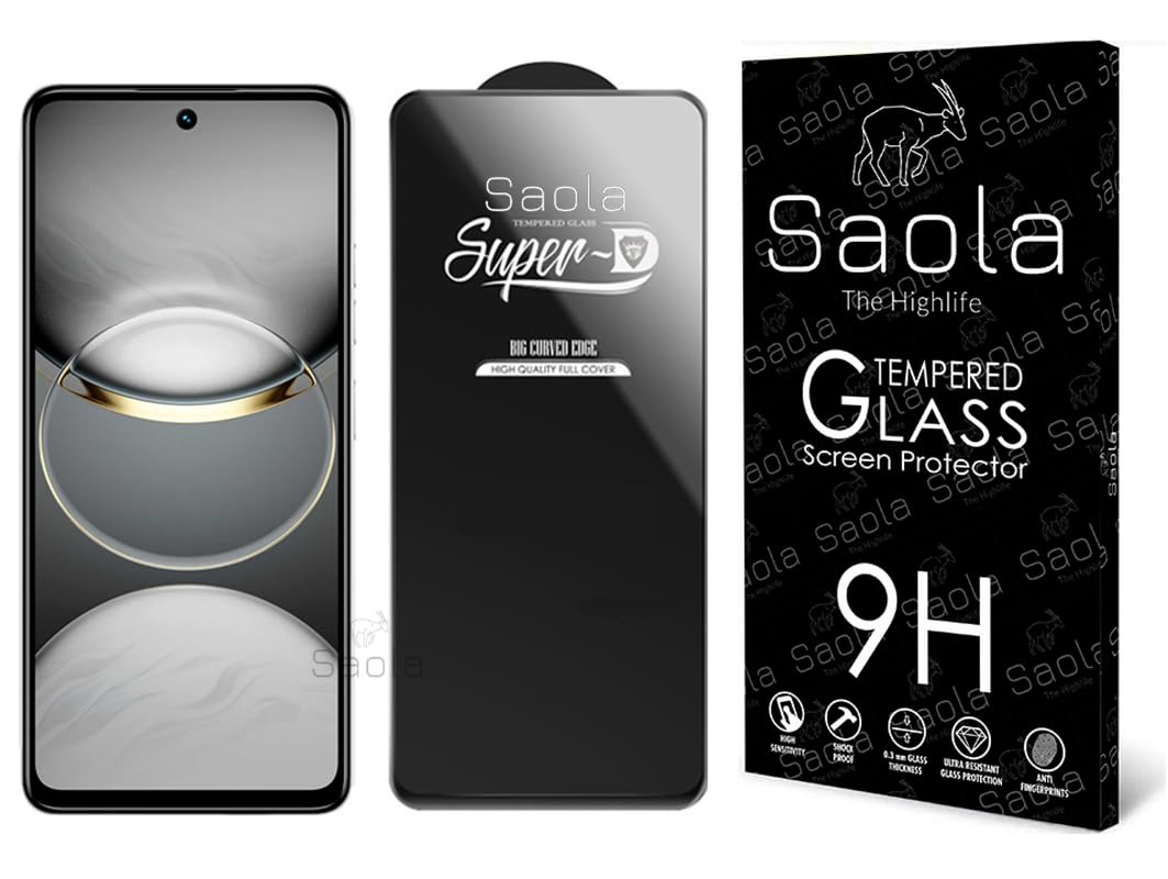 Saola® HD+ Oleophobic Tempered Glass For Tecno Spark 30C (PACK OF 1) with Free Installation Kit. Full screen Coverage. Free Replacement If Received Damaged - 6.67 inch