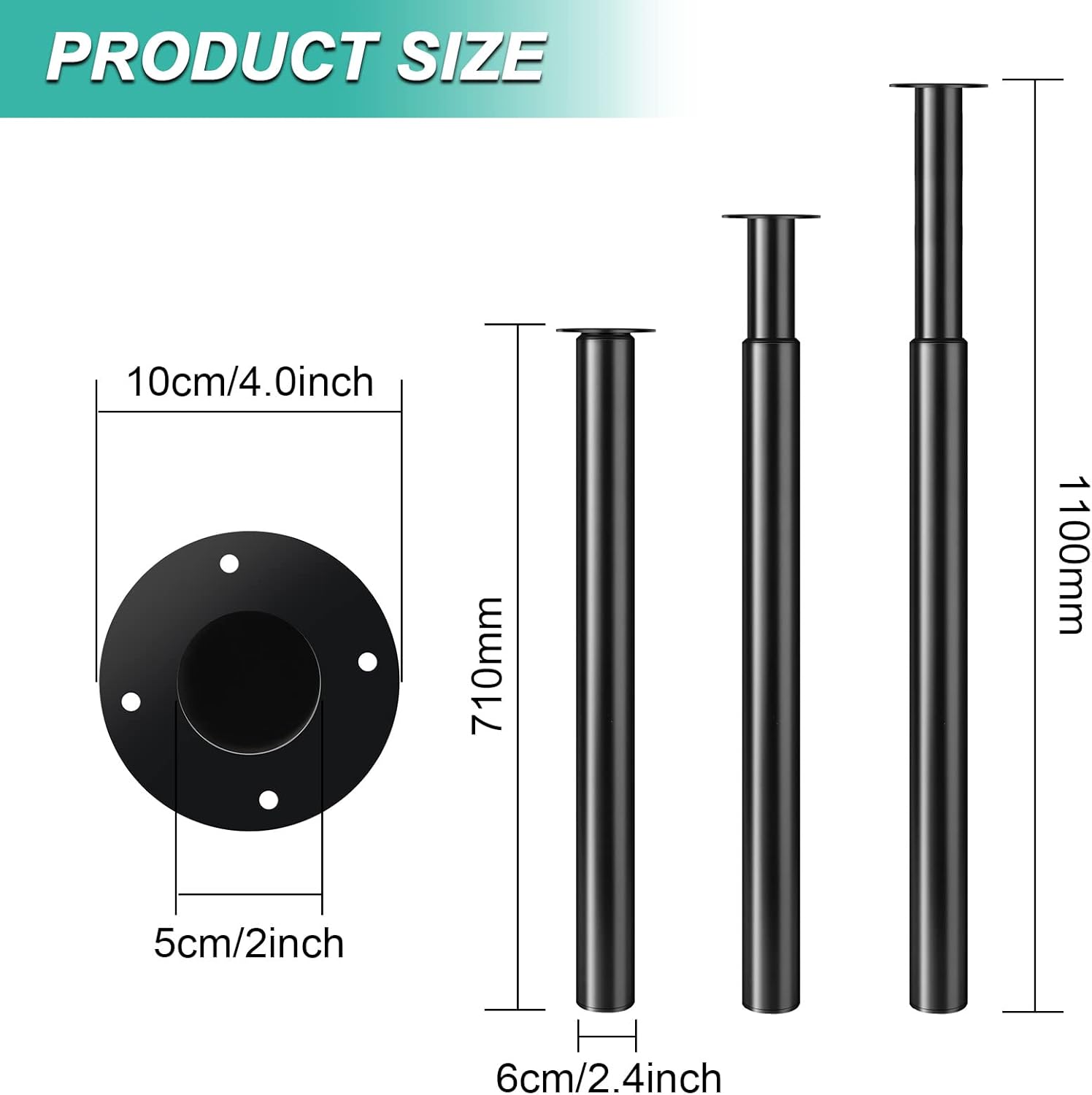 Buy Dhouse 4 Pcs Breakfast Bar Legs Adjustable 7101100mm Table Leg