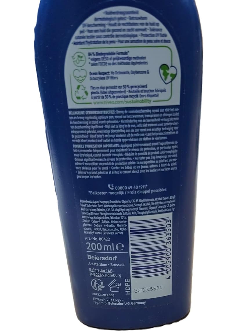 6er Pack - NIVEA SUN Sonnenmilch LSF 20 – Protect & Hydrate – 200 ml