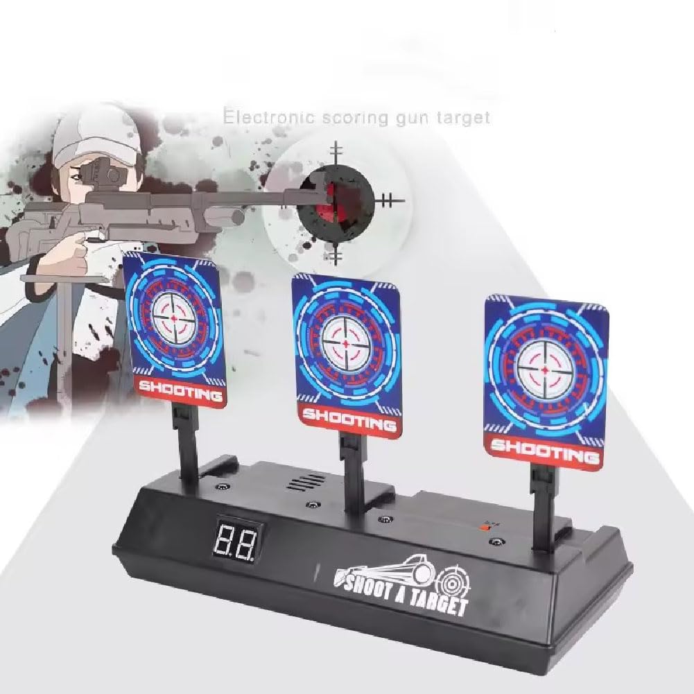 Electric Auto-Reset Shooting Target Game, Automatische Elektrische Zielscheibe Spielzeug, Zielscheibe mit Spielzeug Pistole & 10 Schaumstoffdarts, Geschenke für Junge Mädchen ab 6 7 8 9 10+ Jahre