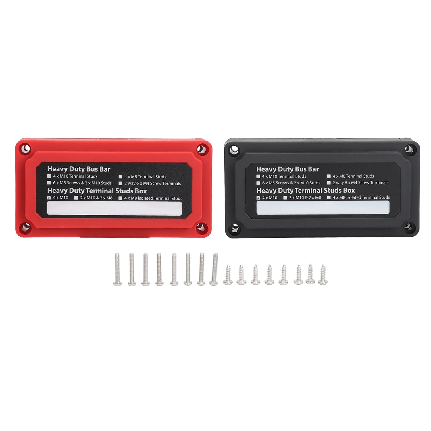 2 Pcs Heavy Duty 300A Bus Bar Waterproof Power Distribution Block, Marine Battery Bus Bar Terminal Block, 4 × M10 3/8in Studs, 12 to 48V, for Marine Car RV Boat Solar