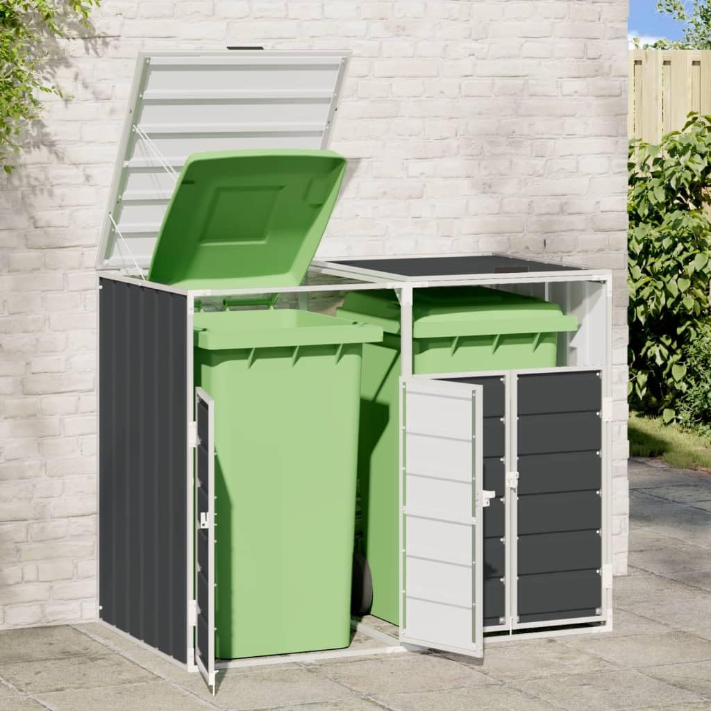 Générique Rangement à roulettes pour poubelles pour Deux bacs Acier, Maison & Jardin, Produits ménagers, Accessoires pour conteneurs à déchets, Cache-conteneurs à déchets, Anthracite, (Poids 27.15KG)