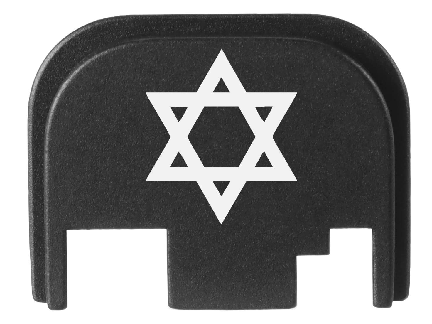 NDZ Performance Rear Slide Cover Back Plate for Glock Gen 1-4 Laser Engraved Hardcoat Anodized Aluminum in Black - Star of David Mogen Dovid