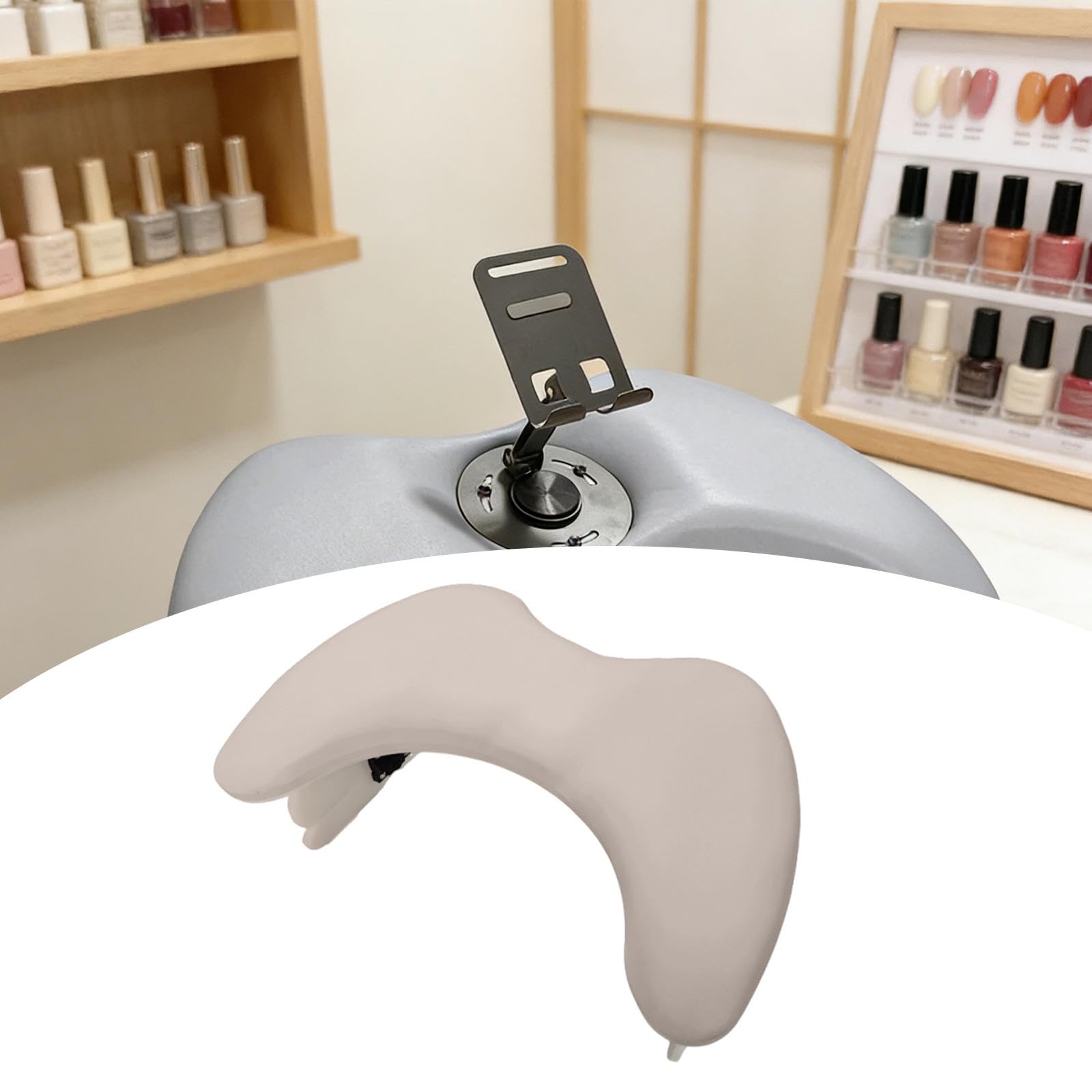 Cuscino per Manicure Poggiapolso per Unghie Poggiabraccio Ergonomico Cuscino U Regolabile in PU Impermeabile Duraturo E Pratico Adatto a Salone di Bel, Cachi Senza Staffa