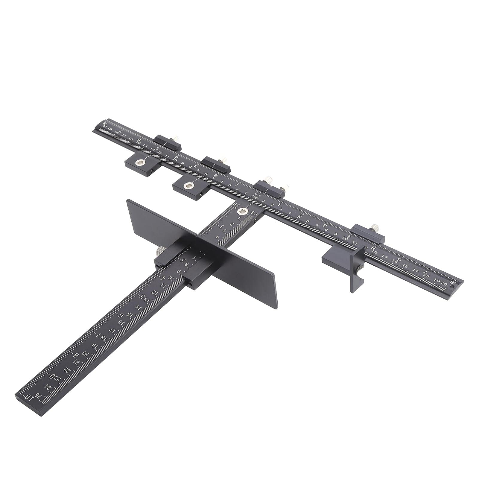 Regla en T de Aleación de Aluminio Posicionador de Orificios Multifuncional Trazador Dibujo Regla en T Posicionador de Orificios Regla de Carpintero para Carpintería Medición Carpintero Herramienta de