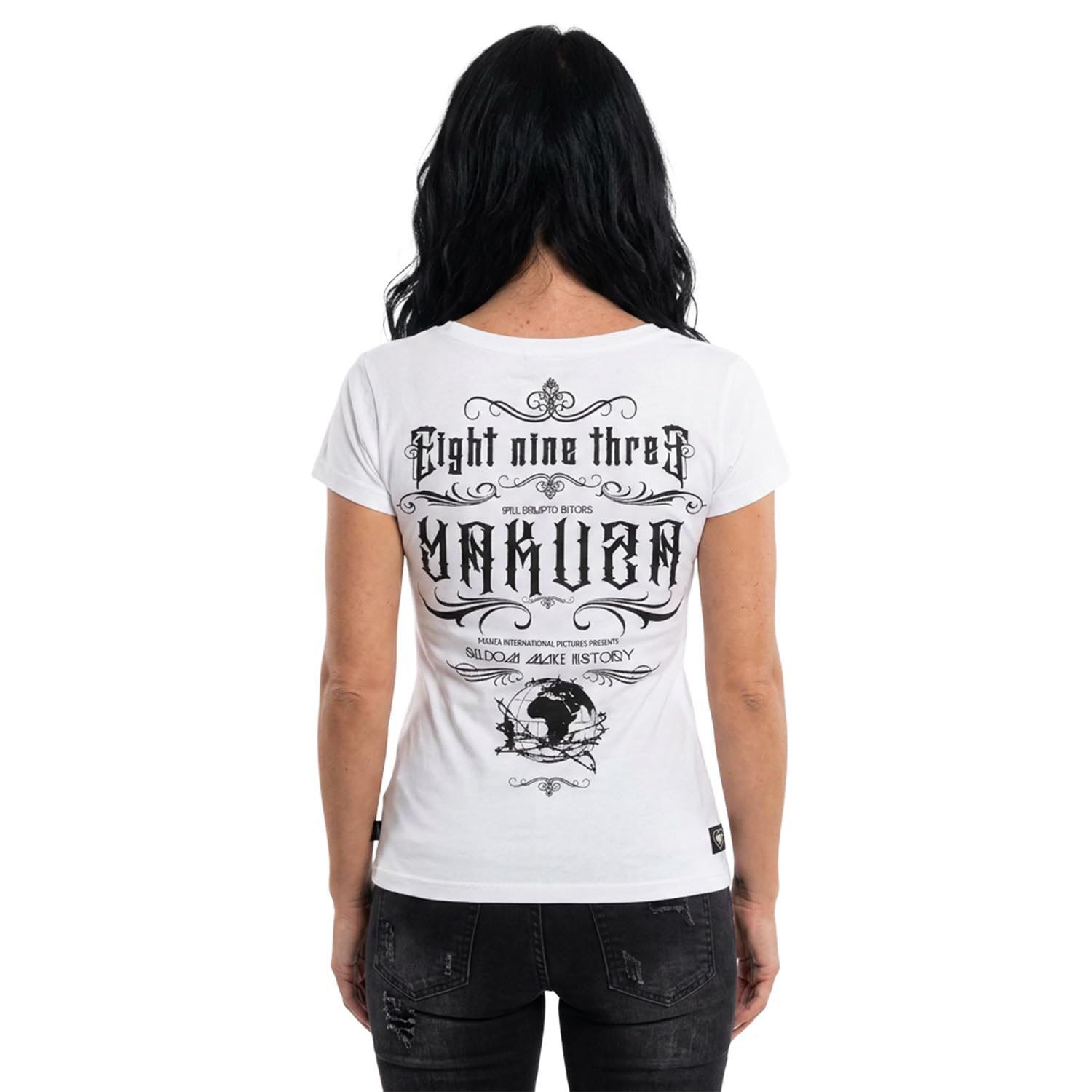 Yakuza Damen Flower Style Curved V-Neck T-Shirt
