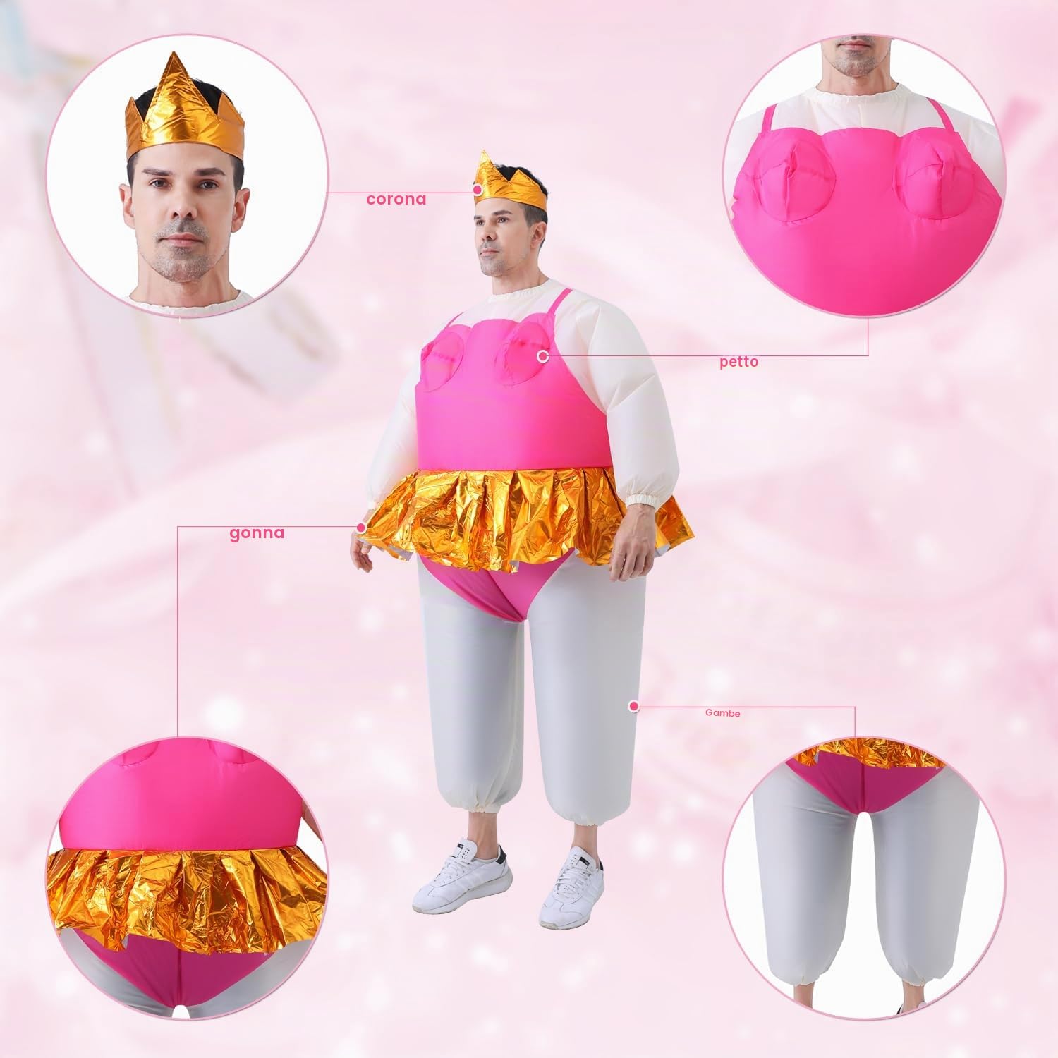 Costume da balletto gonfiabile per adulti, costume divertente con fascia a corona, costume da balletto per uomo e donna per Halloween, gioco di ruolo