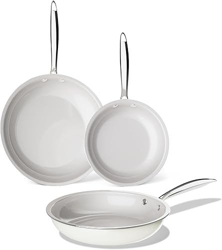 Miniatura 8 de KITEXPERT Juego de sartenes antiadherentes, juego de sartenes de cerámica de titanio no tóxico, sartén antiadherente de 8, 9.5 y 11 pulgadas, mango
