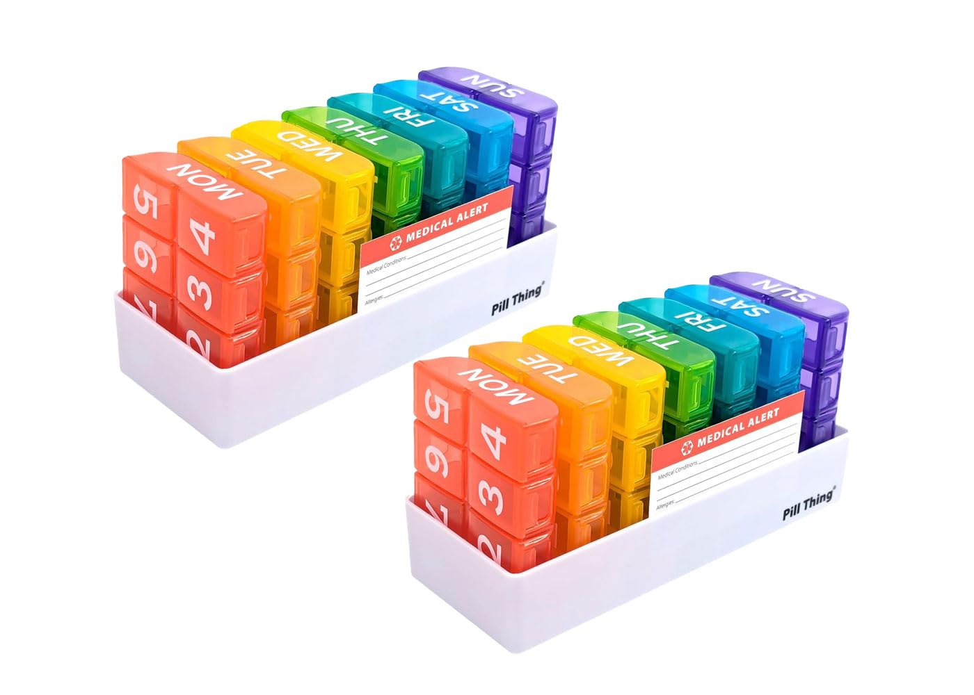 6 Times a Day 7 Day Large Weekly Pill Organizer with Holder Tray Vitamin Medicine Box Multicolor with