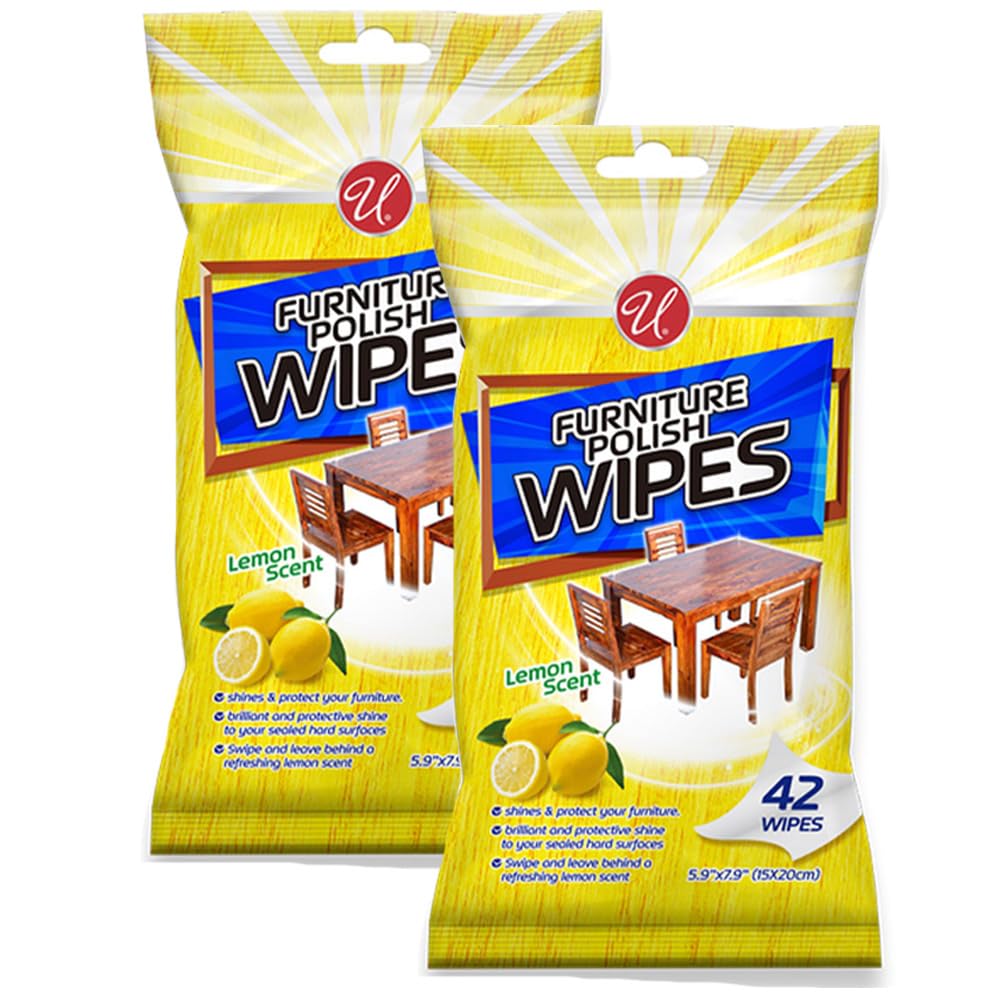 84Pc Wood Cleaner Polishing Wipes Shine Protect Furniture Doors Lemon Scent 2Pk Pleasant Lemon Scent Brilliant Shine Use on Nonporous Surface Safe Doors Furniture Cabinets Wood Kitchen Bathroom