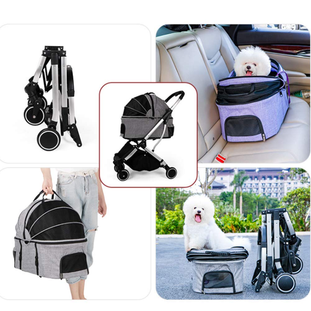 Cinque Passeggino, 4-Wheel Cat Passeggino, Jogger Cinque Passeggino, Gatto Cane Cage Passeggino, Pieghevole Cane Passeggino con Staccabile Vettore E Bagagli Carrello di Piccole E Medie Pet