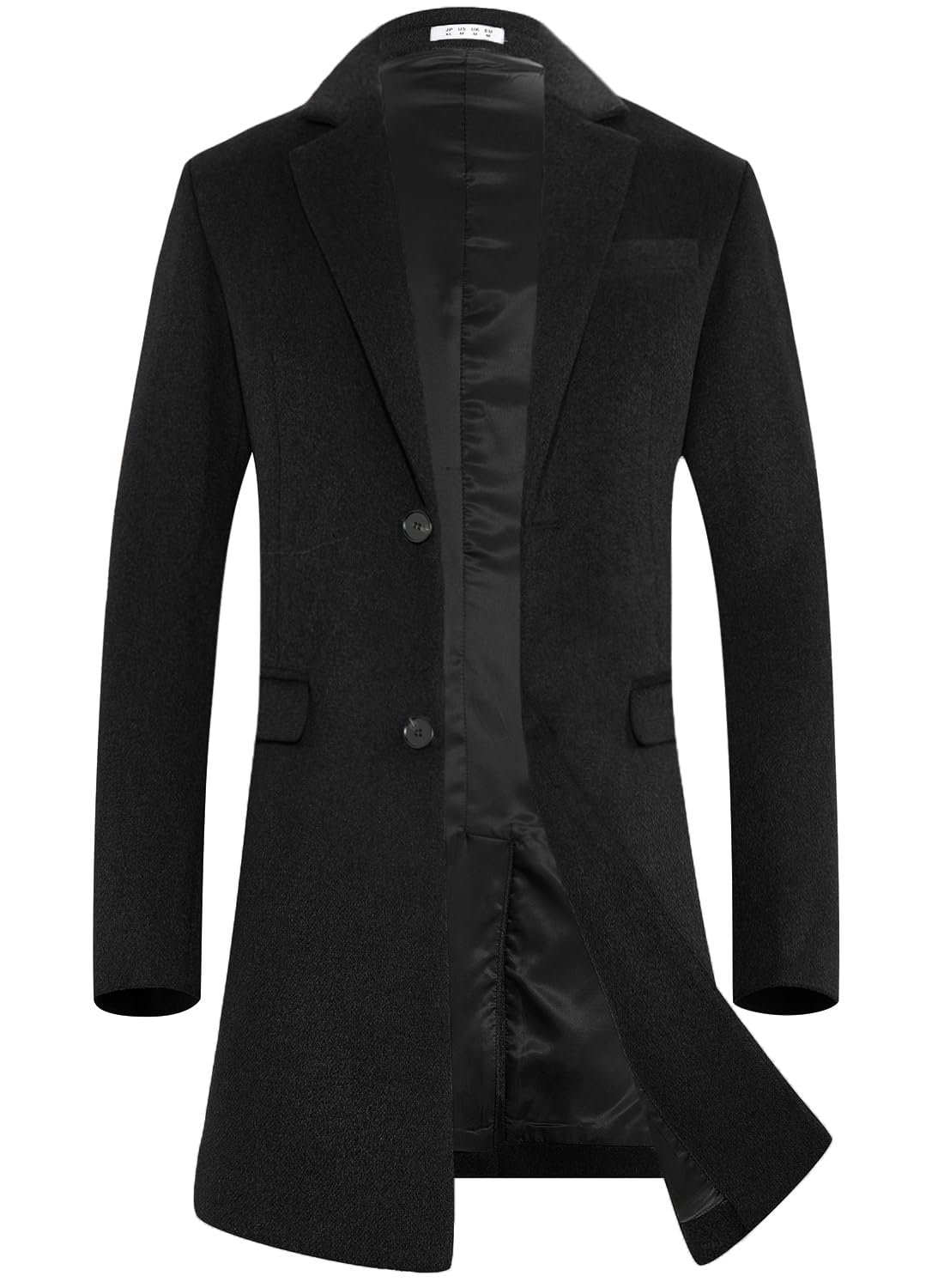 APTRO Men's Wool Trench Coat Single Breasted Wool Blend Premium Top Coat Winter Long Coats 1702 Black M