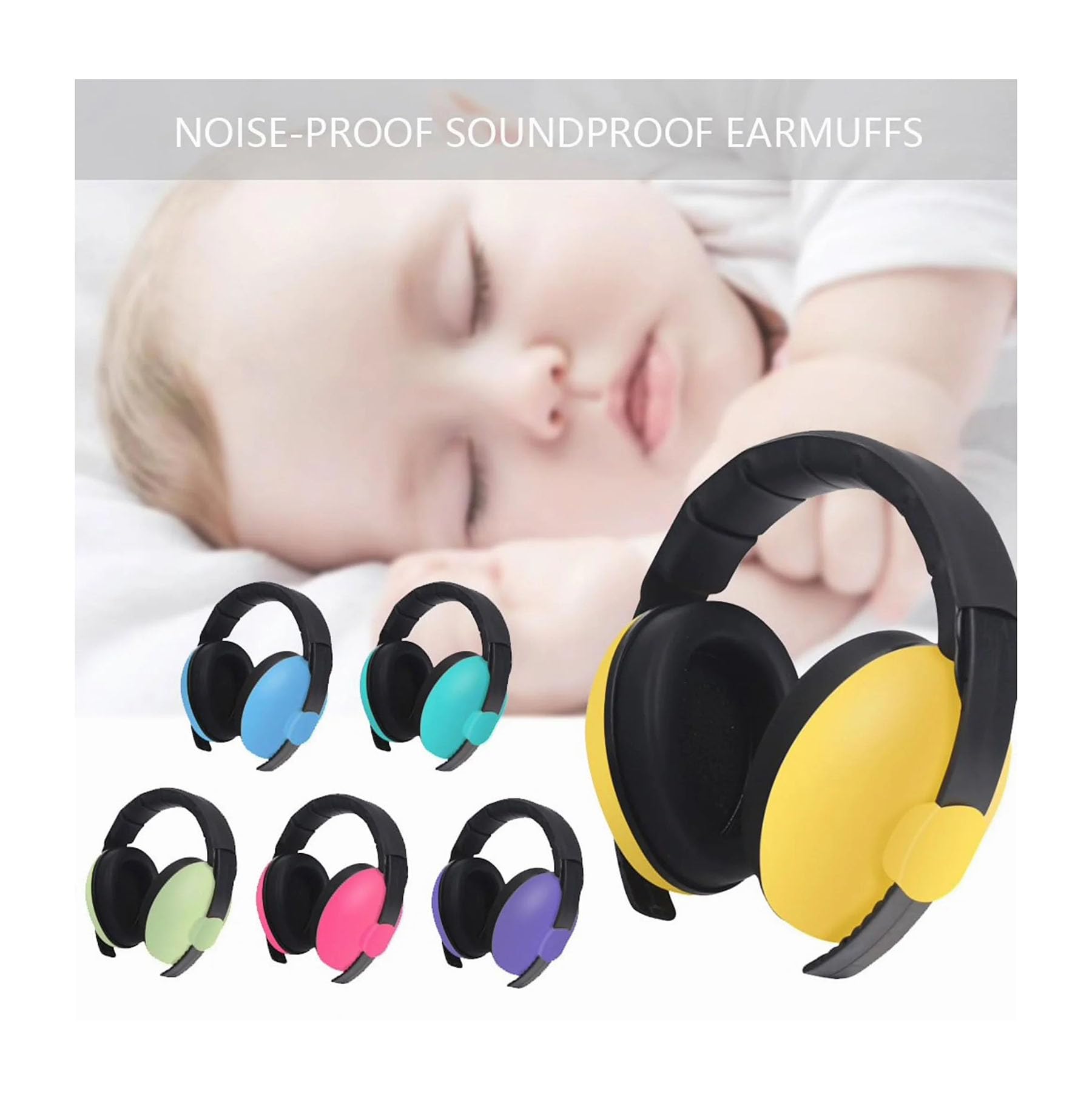 Baby Noise Cancelling Headphones - Kids Ear Muffs for Airplane, Travel, Sleep, Loud Environments - Infant & Toddler Ear Protection, Comfortable Noise Reduction Ear Muffs (YELLOW) 4