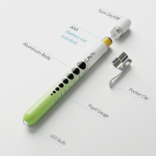 Vista 59 de CAVN Luz de bolígrafo con medidor de pupila LED para enfermeras y médicos, 2 lámparas médicas reutilizables para estudiantes de enfermería Blanco