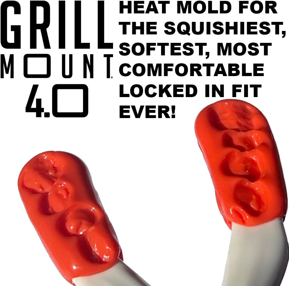 Pro Standard Grill Mount 4.0 - Heat Moldable Bite Mount - Compatible with Insta360, GoPro, DJI, Garmin and All Action Cameras (White/Red)