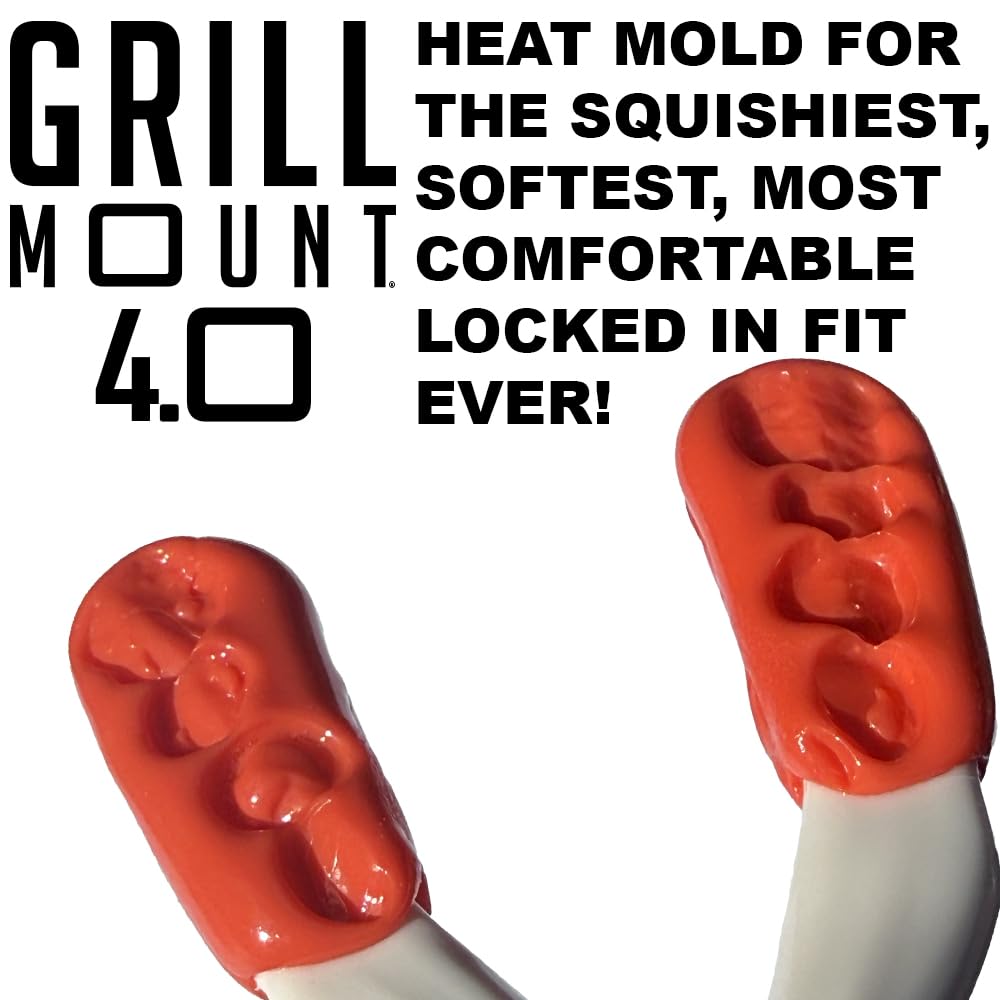 Pro Standard Grill Mount 4.0 - Heat Moldable Bite Mount - Compatible with Insta360, GoPro, DJI, Garmin and All Action Cameras (White/Red)