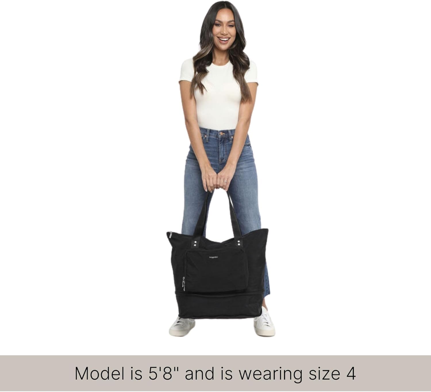 Baggallini Carryall Expandable Lightweight Travel Tote 22" Packable Folding Compact Nylon Washable Weekender w/Luggage Sleeve - Image 5