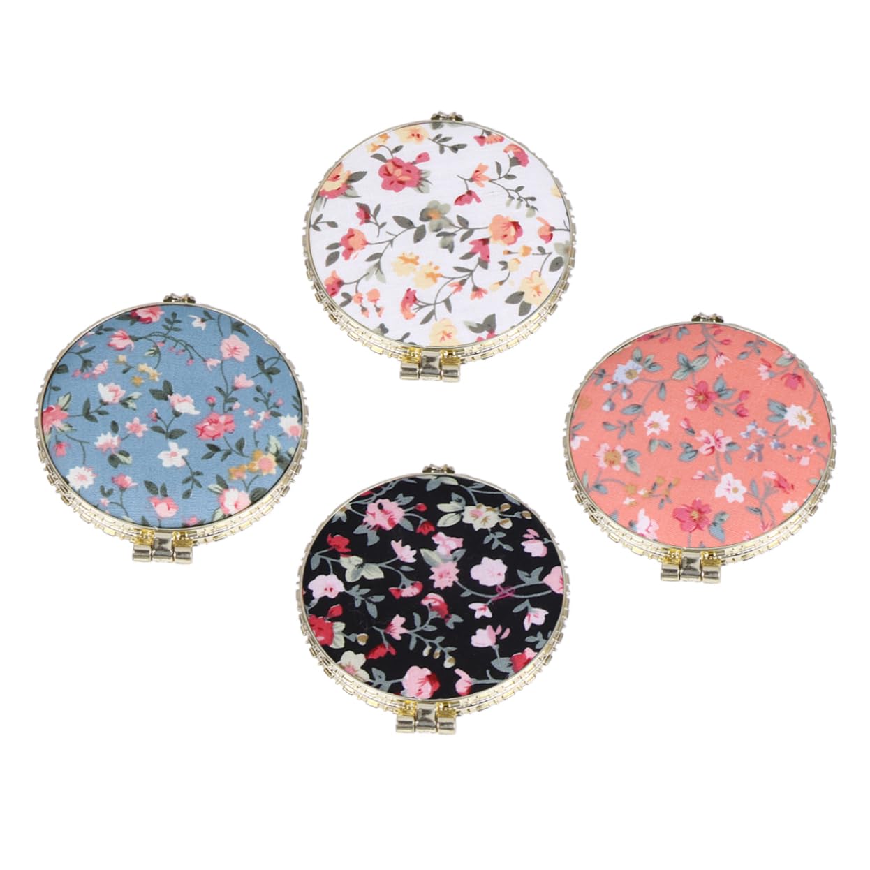 FOMIYES 12 Piezas Mini Espejo De Maquillaje Portátil Plegable De Doble Cara con Impresión De Tela Retro Espejo Compacto Personalizado Maquillaje Redondo Espejo De Mano Perder Ronda Resina
