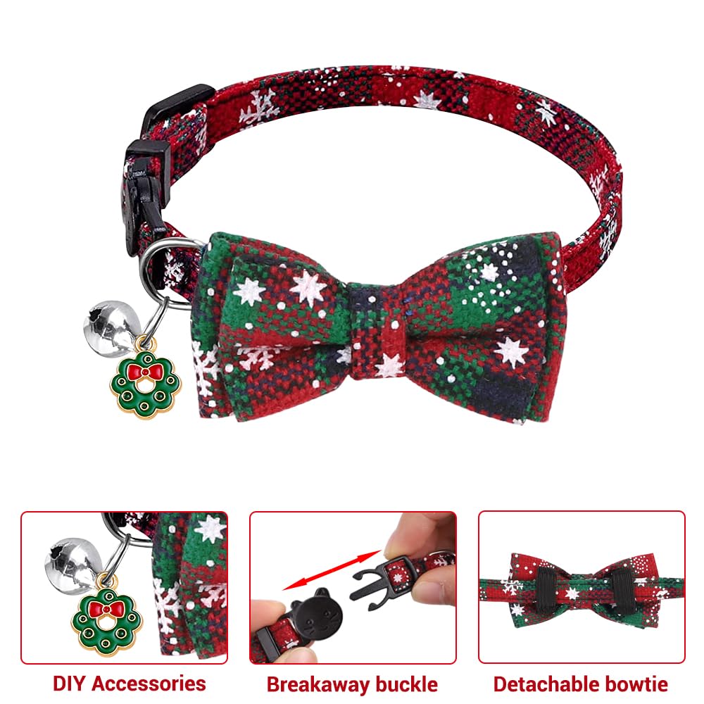 Vellibring 4 collares de Navidad para gatos