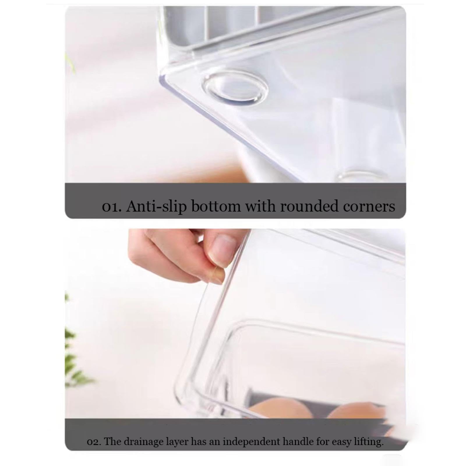 Caja de Almacenamiento de Huevos de Doble Capa,Soporte para Huevos para refrigerador,Almacenamiento de Huevos para encimera,Organizador de Huevos,Dispensador de Huevos para refrigerador