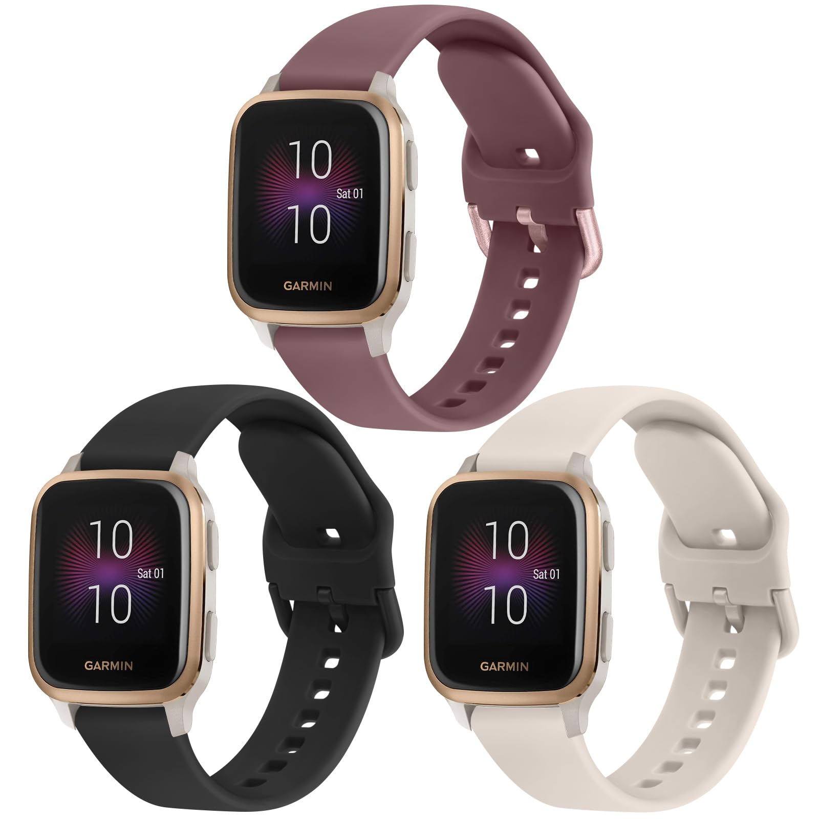 Silicone Bands Compatible with Garmin Venu SQ/Venu Sq 2/Venu SQ Music/Venu Sq 2 Music/Venu 2 Plus, 20mm Soft Silicone Sport Replacement Wristband