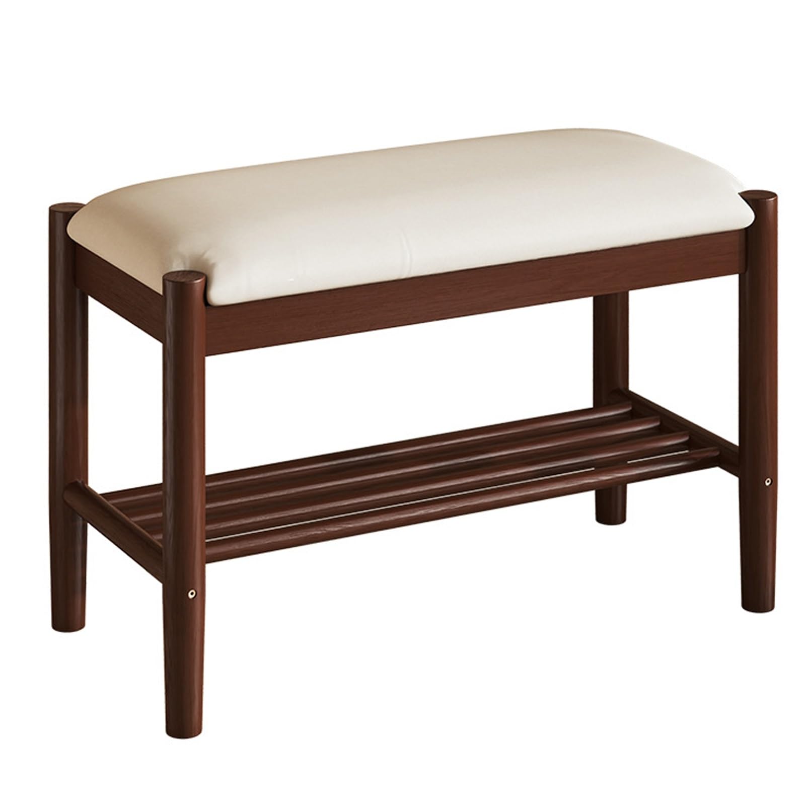 Banc à chaussures avec coussin et organiseur bois à 2 niveaux