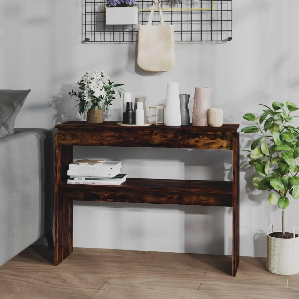 SXZenSpace Console Table Smoked Oak 102x30x80 cm, Engineered Wood Hallway Side Easy Assembly for Living Room Corridor Bedroom