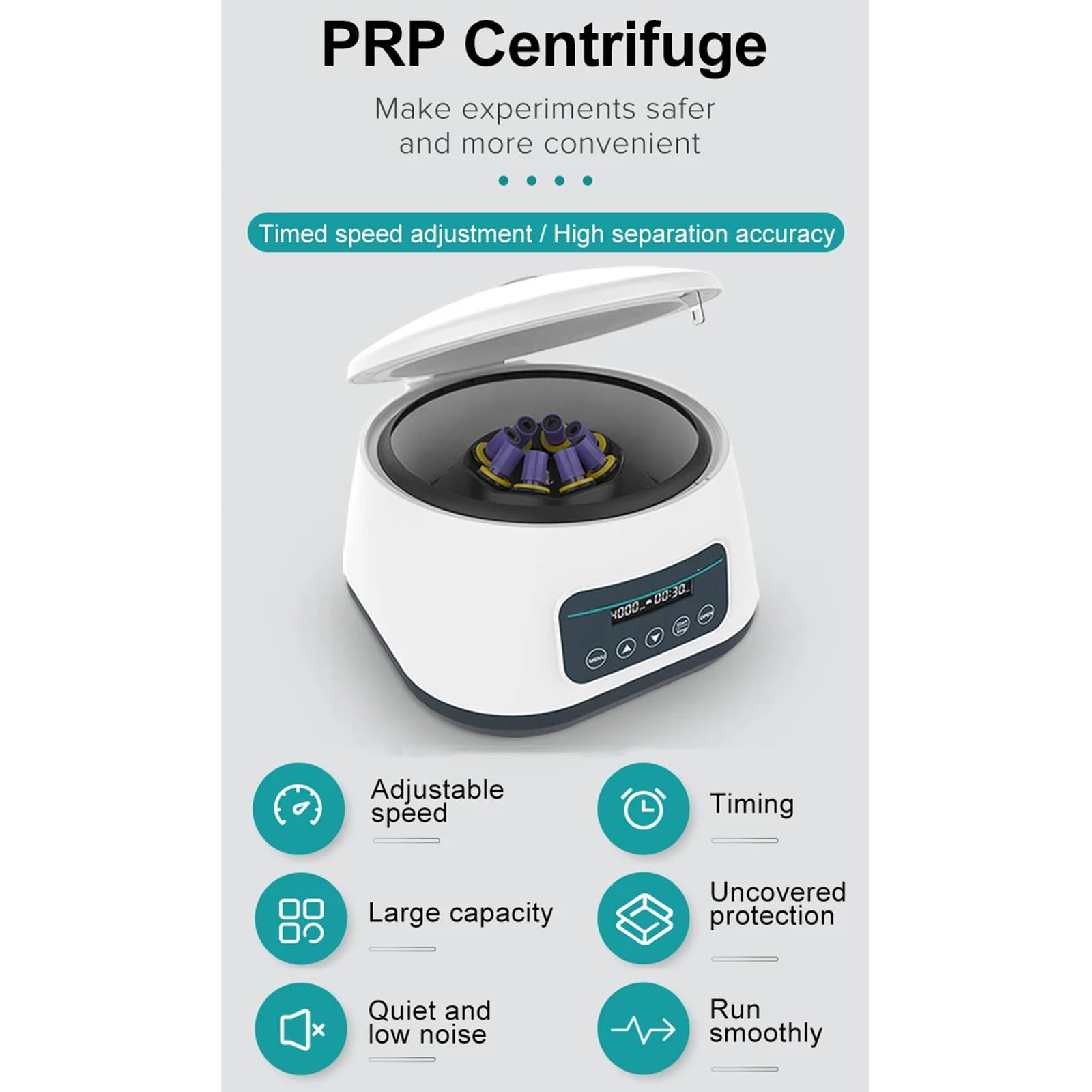 Centrífuga de plasma para laboratorio, centrífuga digital de PRP para tubos de sangre de 2, 5 y 10 ml y tubos de centrífuga de 15 ml, 4000/5000 rpm,A-Pro