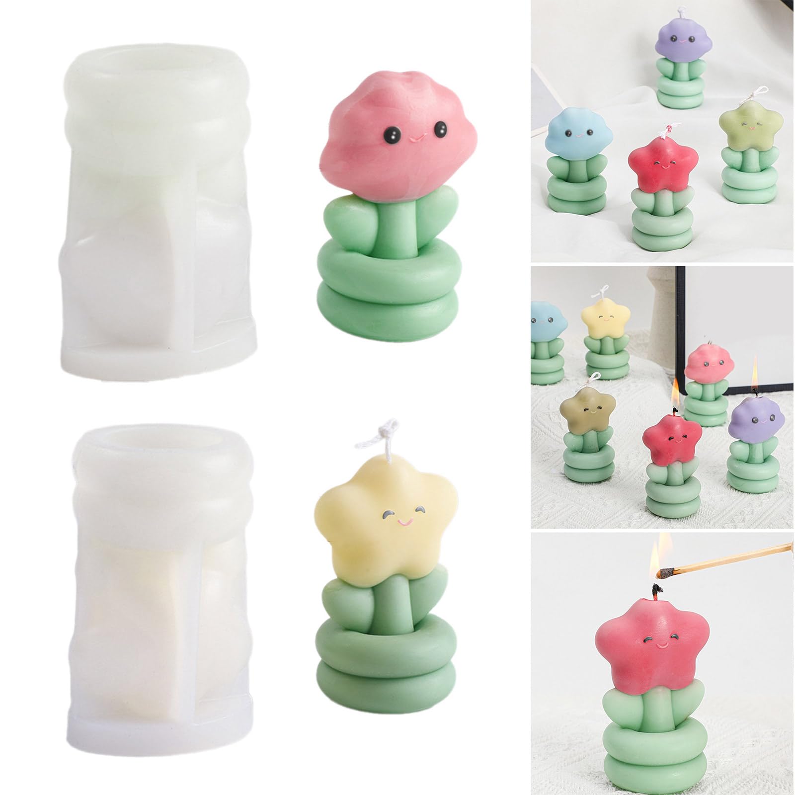Stampo in silicone a forma di fiore arcobaleno per resina gesso decorazioni per la casa fai da te stampo per sapone fatto a mano in silicone