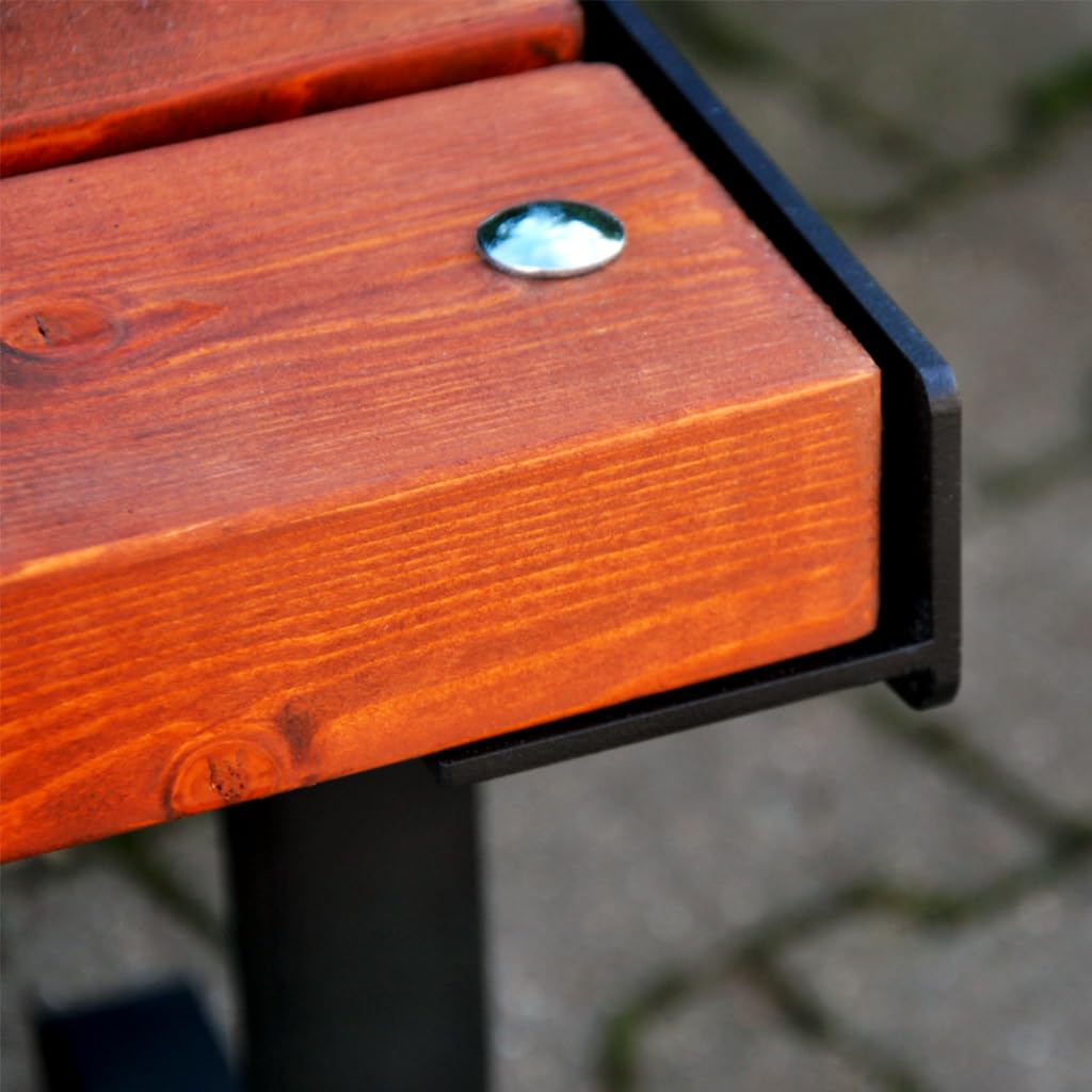 Banc Exterieur de Jardin Résistant aux Intempéries - Banc Bois D’épicéa Scandinave Poncé & Métal Peint par Poudrage - Banquette Capacitéde 350kg (Posener-BO Acajou 125 cm,CE)