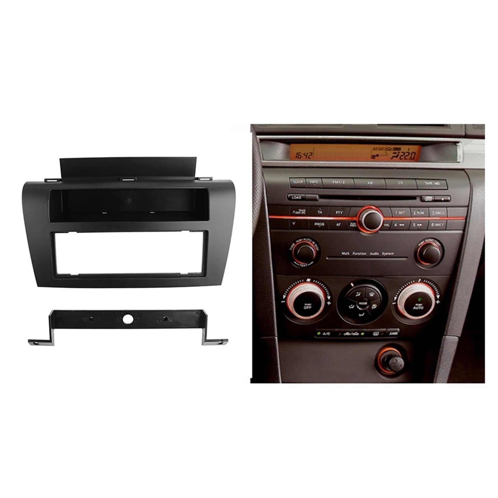 Fascia Marco Radio Coche Panel Estéreo DVD para Mazda 3, para Axela One DIN, Fascia, Reacondicionamiento Radio, Instalación Montaje Tablero, Embellecedor CD, Marco Facial