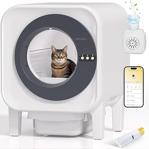 2025 Automatic Litter Box Self Cleaning,Self Cleaning Litter Box for Multiple Cats, Smart App Control Dynamic Monitoring,75L Large Space Dual Safety Protection, Odor Control, 3–30LBS Cats