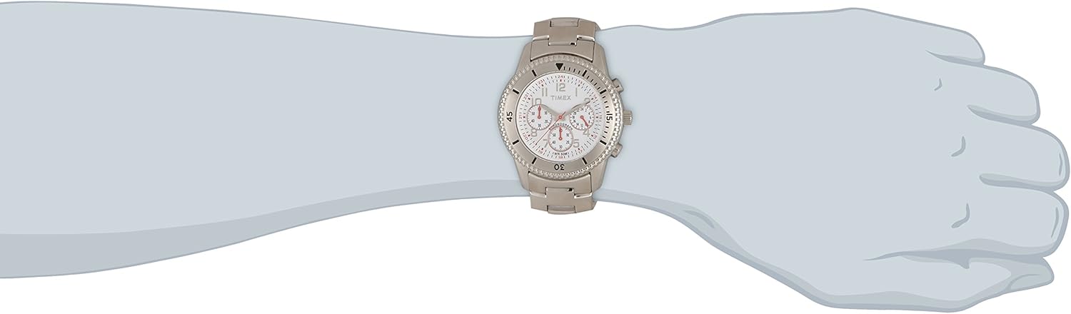 Timex Men's T2N160 Stainless Steel Analog with White Dial Watch