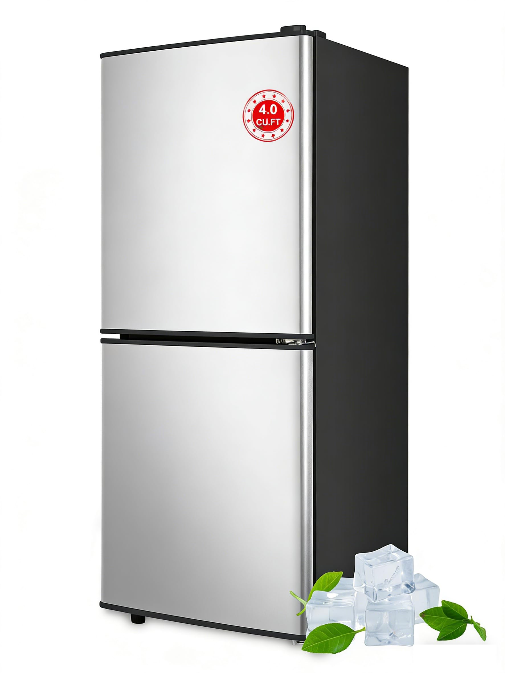 KRIB BLING Refrigerator with Freezer 4.0 Cu.Ft with 7 Level Adjustable Thermostat Control 2 Door Bottom Freezer Refrigerator Lock Fresh Energy Saving for Apartment Bedroom Dorm and Office Silver | Fridge.com