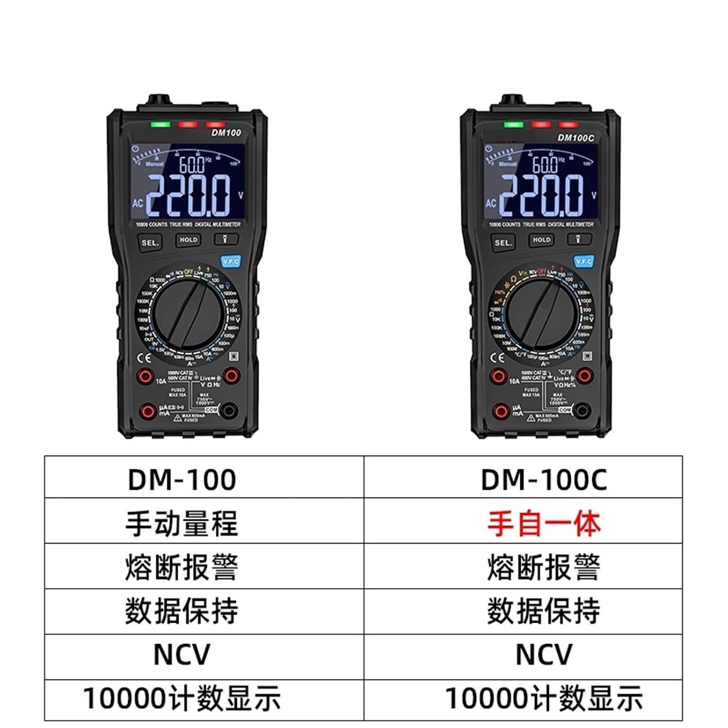 DM100/DM100C high Precision Digital multimeter Multi-Function Anti-Burn Digital Display Electrical(DM100C)