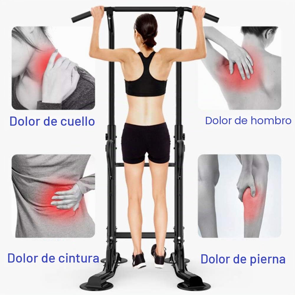 SogesHome Torre de Energía Power Tower Estación de Entrenamiento Silla Romana para Dips con Barra para dominadas Altura Ajustable Multifuncional,72 x 90 x 190-230 cm