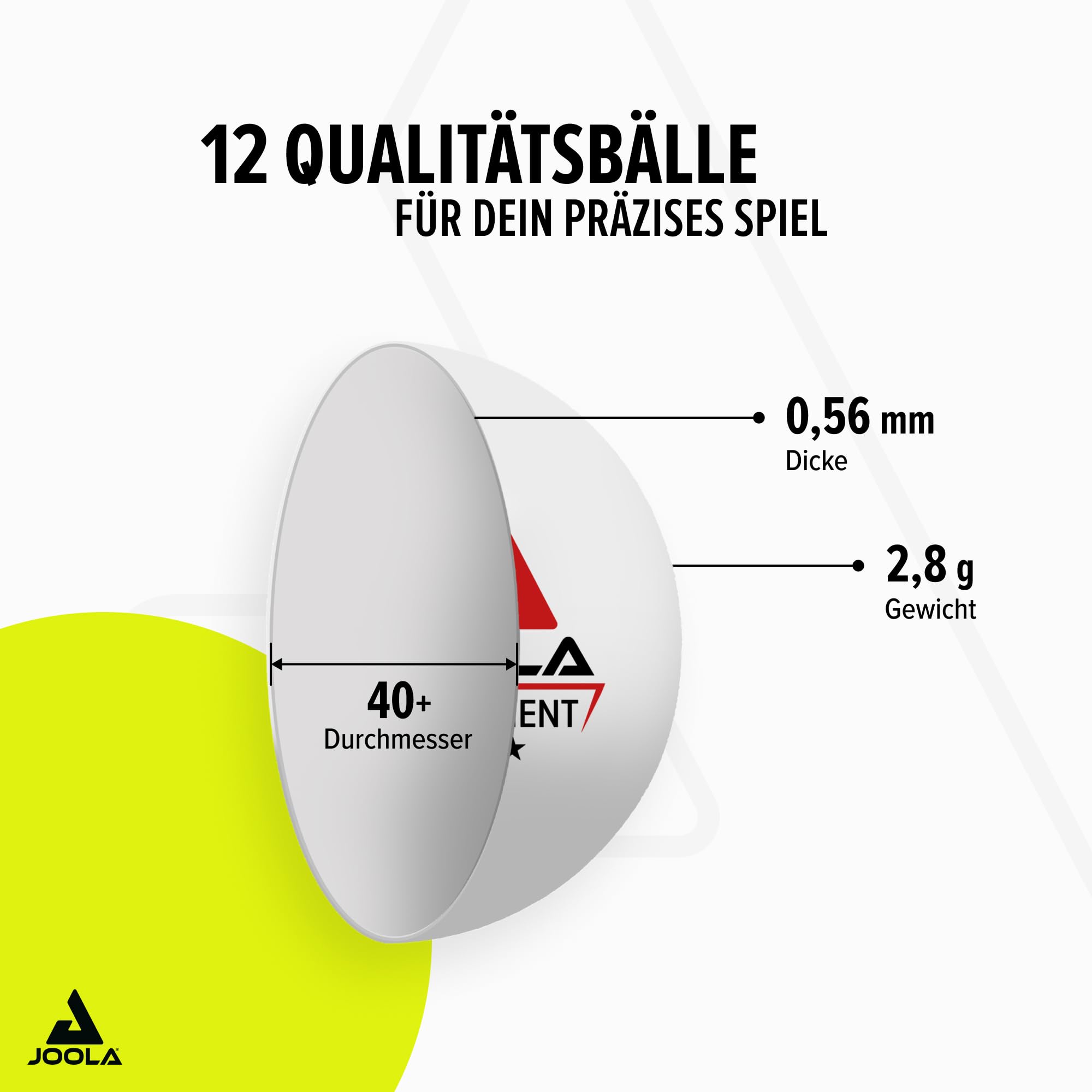 Balles Ping-Pong JOOLA 3-Star - Lot De 12 Balles Professionnelles 40mm - Intérieur/Extérieur