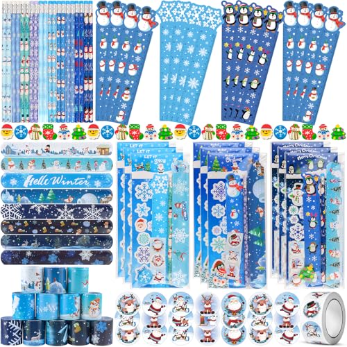 Mepmela 24 Pack Christmas Stationery Set with Pencils Rulers Stickers