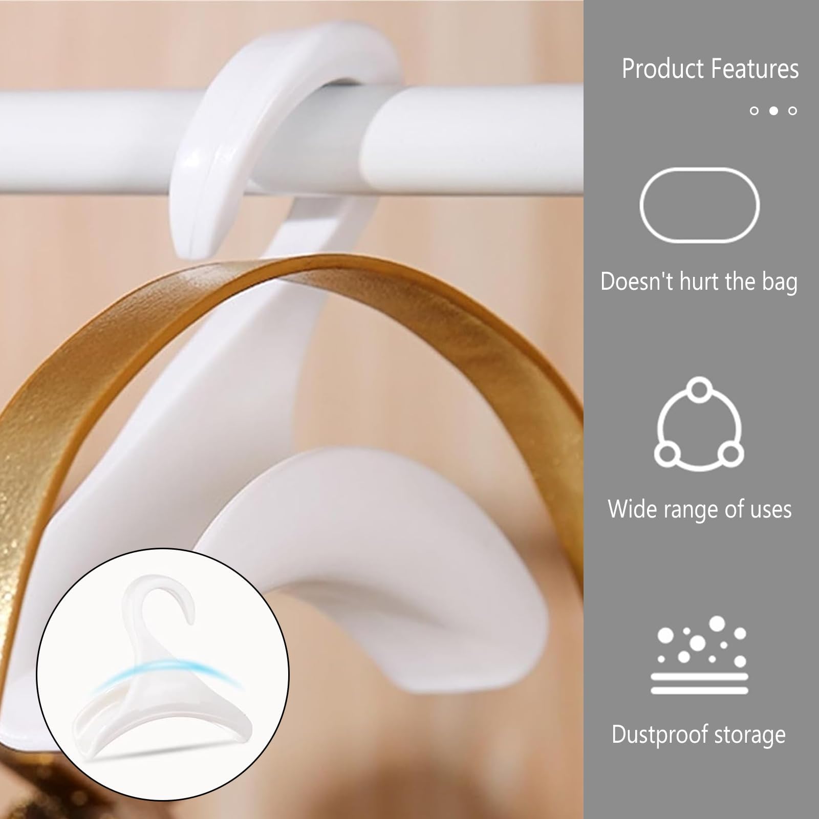 Indusoire 10 PCS Bag Hanger, Purse Hanger,Handbag Storage Organizer, S Hooks for Hanging Bags, Space-Saving Closet Solution for Purses, Totes, Backpacks 1