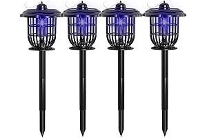 Solar Bug Zapper 4 Pack Outdoor Lights, 2-in-1 Mosquito Killer Lamp and Fly Zapper