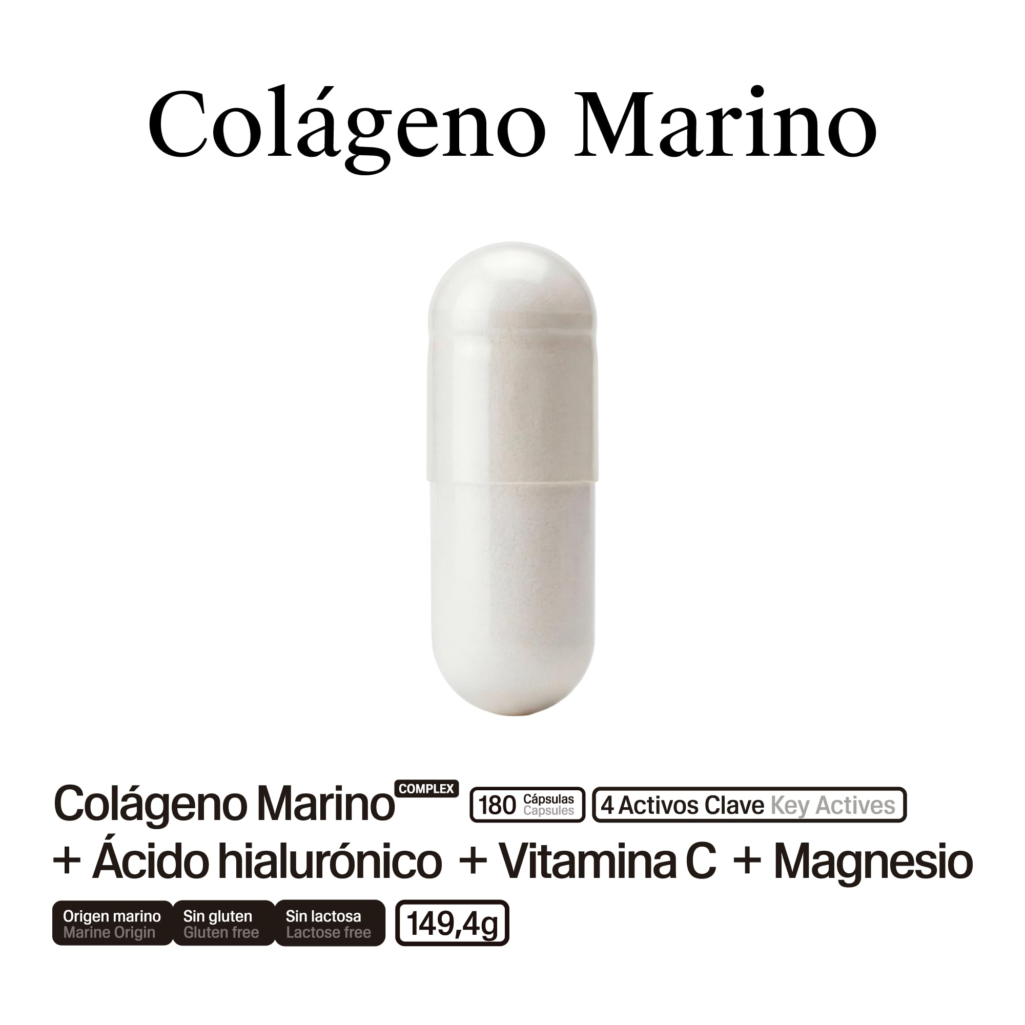 180 Cápsulas Colágeno Marino Hidrolizado COMPLEX con Ácido Hialurónico + Vitamina C + Magnesio (180 Cápsulas) — view 5