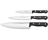 Wüsthof Gourmet 3-Piece Chef's Knife Set, Black, Silver