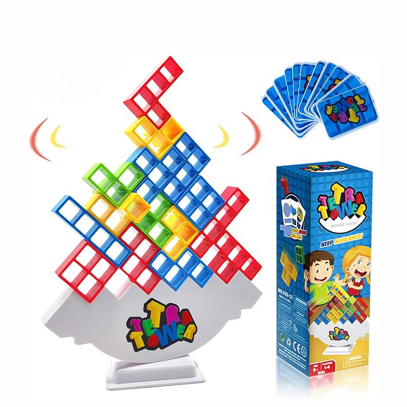 Colourful Tetris Tower Stacking Game for Mindful Fun Tetris Game, Balancing Stacking Toys for Kids Adults, Decompression Balance Building Blocks Set, DIY Assembling 48 Pcs Set