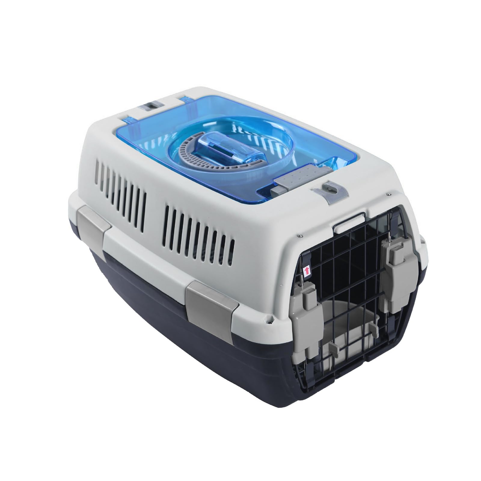 PETCUTE Trasportino Rigido per Cani Piccola Taglia e Gatti,Durevole Trasportino per Gatti in Plastica ABS e PP,Traspirante Trasportino per Animali Domestici con Comodo Maniglia,Ciotola,fino a 4 kg